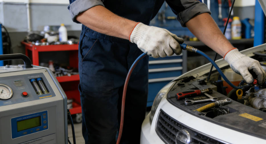 Servicing car AC system