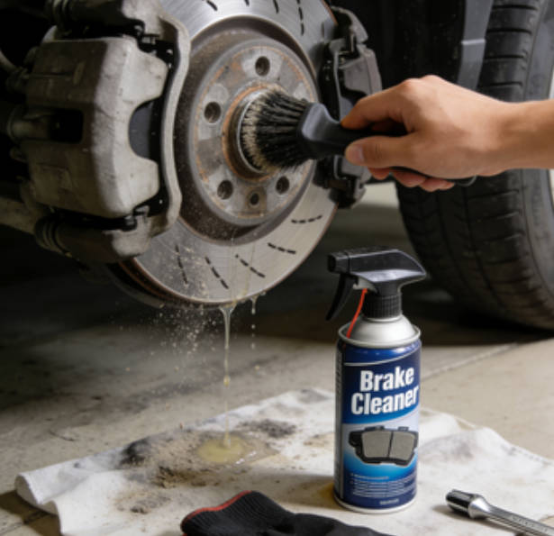 Cleaning brake pads with brake cleaner
